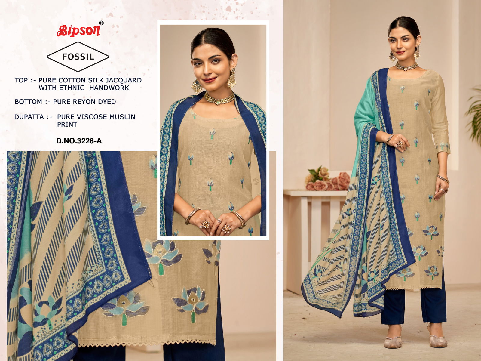 Fossil 3226 By Bipson Cotton Silk Dress Material Wholesale Price In Surat